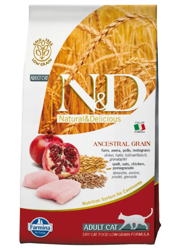 

FARMINA FARMINA CAT N&D ANCESTRAL GRAIN CHICKEN & POMEGRANATE низкозерновой для взрослых к