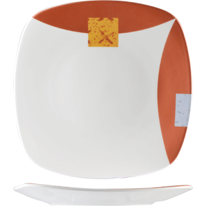 

Тарелка квадратная Зен, оранжевый, фарфор, 9401 C083, Steelite