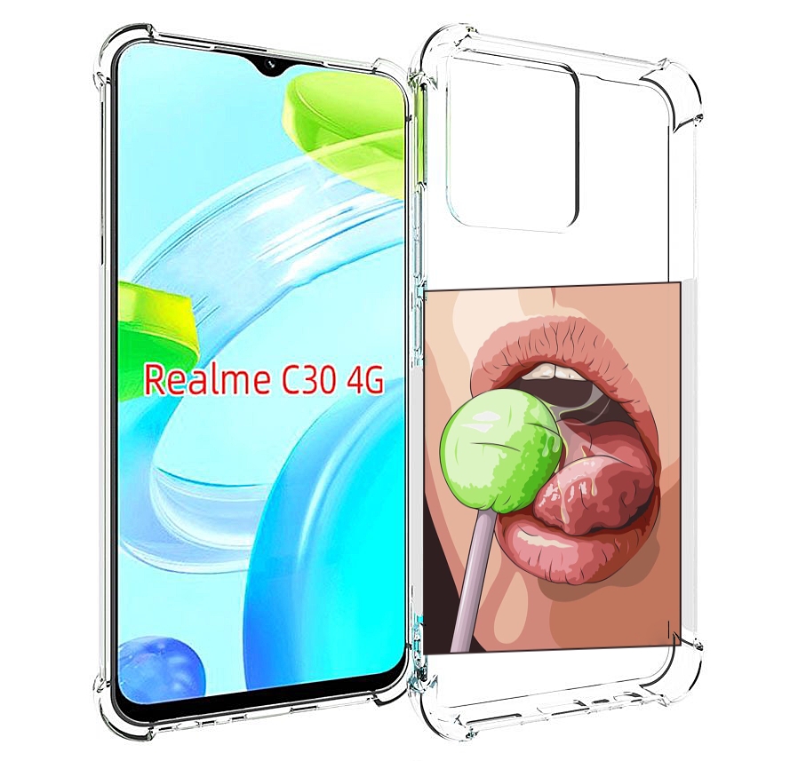 

Чехол MyPads зеленый-чупа-чупс женский для Realme C30 4G / Narzo 50i Prime, Прозрачный, Tocco