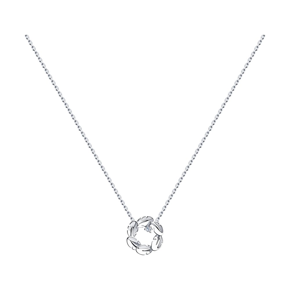 

Колье из серебра 40 см SOKOLOV 94070290, фианит, 94070290