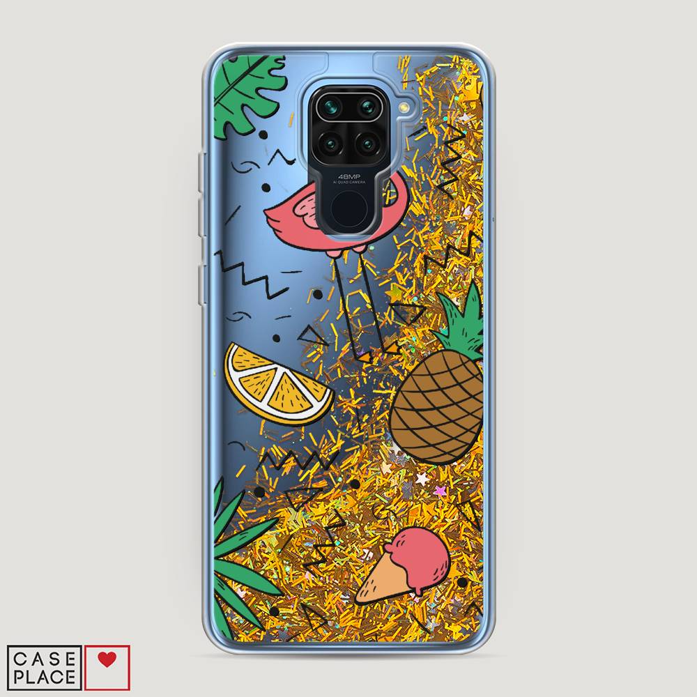 

Жидкий чехол с блестками "Гавайский фон" на Xiaomi Redmi 10X 4G, 38290-1