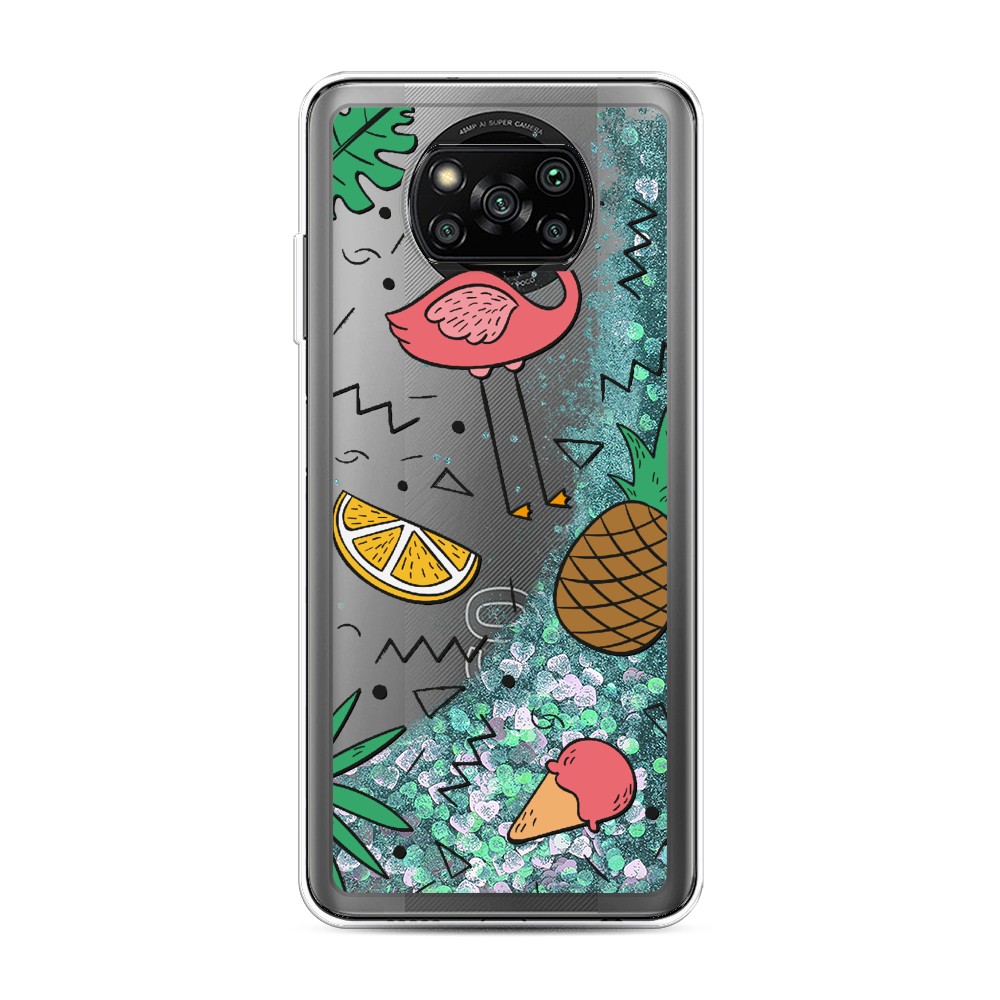 

Жидкий чехол с блестками "Гавайский фон" на Xiaomi Poco X3 Pro, 310695-1