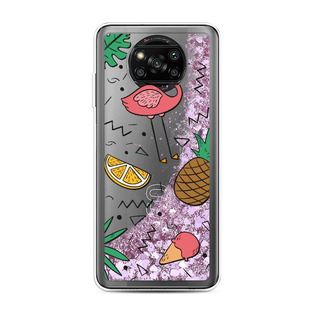 

Жидкий чехол с блестками "Гавайский фон" на Xiaomi Poco X3 Pro, 310694-1