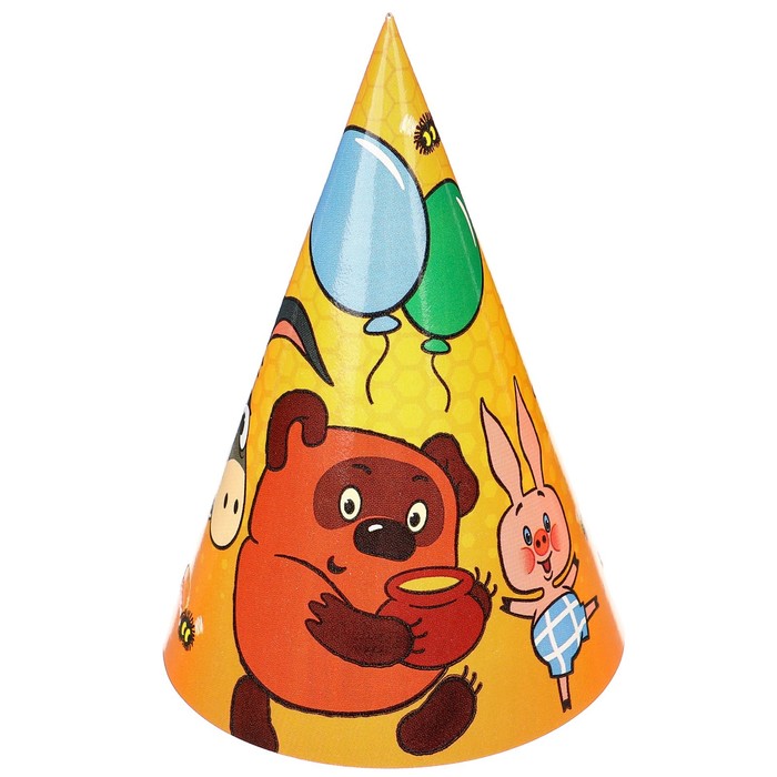 

Колпак бумажный "С Днем Рождения!", Винни-Пух, Союзмультфильм (10 шт.), Разноцветный