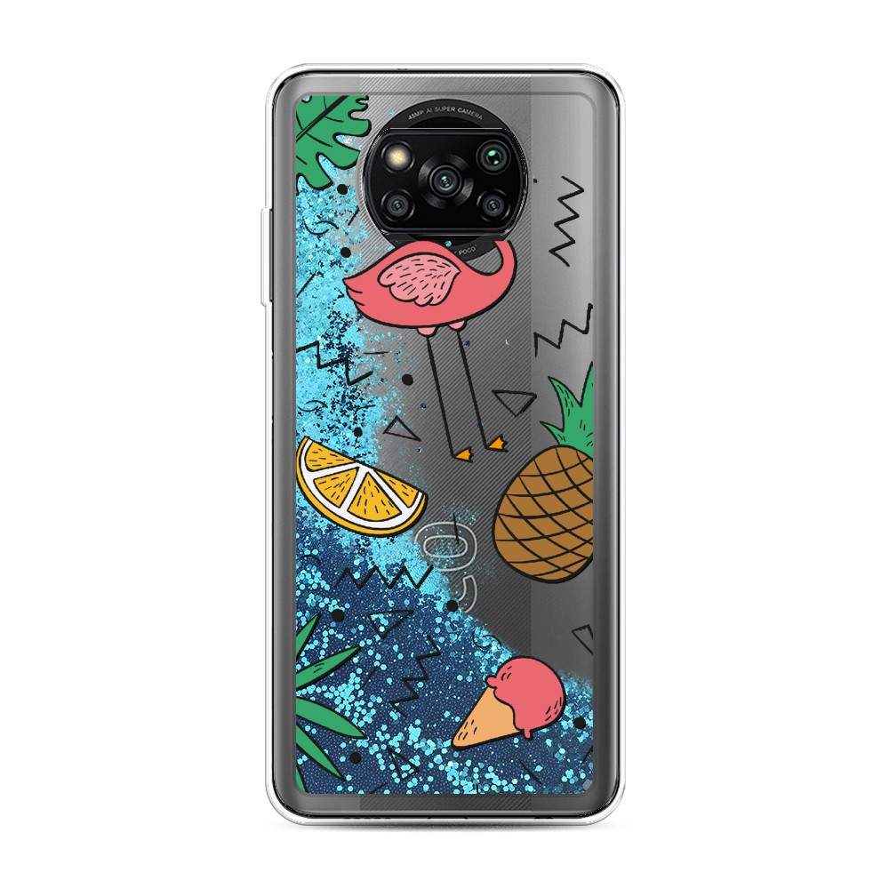 

Жидкий чехол с блестками "Гавайский фон" на Xiaomi Poco X3 Pro, 310693-1