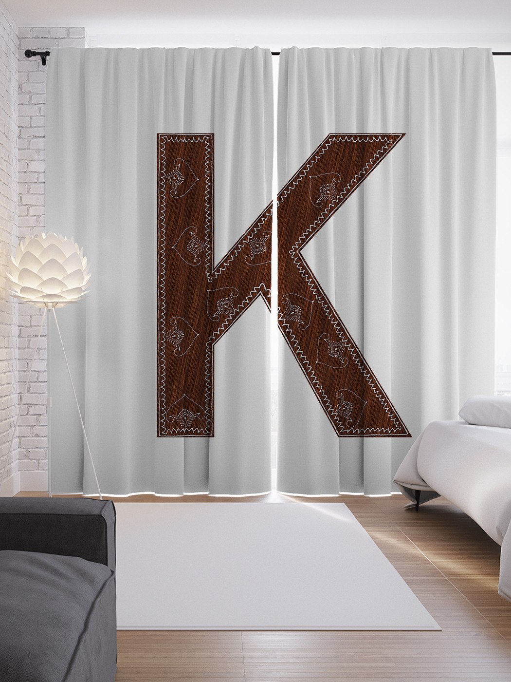 

Шторы с фотопечатью "Королевская k" из сатена, 290х265 см