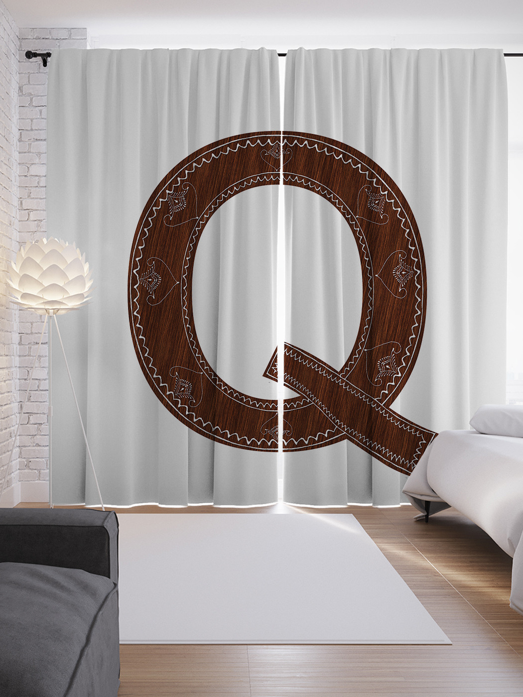 

Шторы с фотопечатью "Королевская q" из сатена, 290х265 см