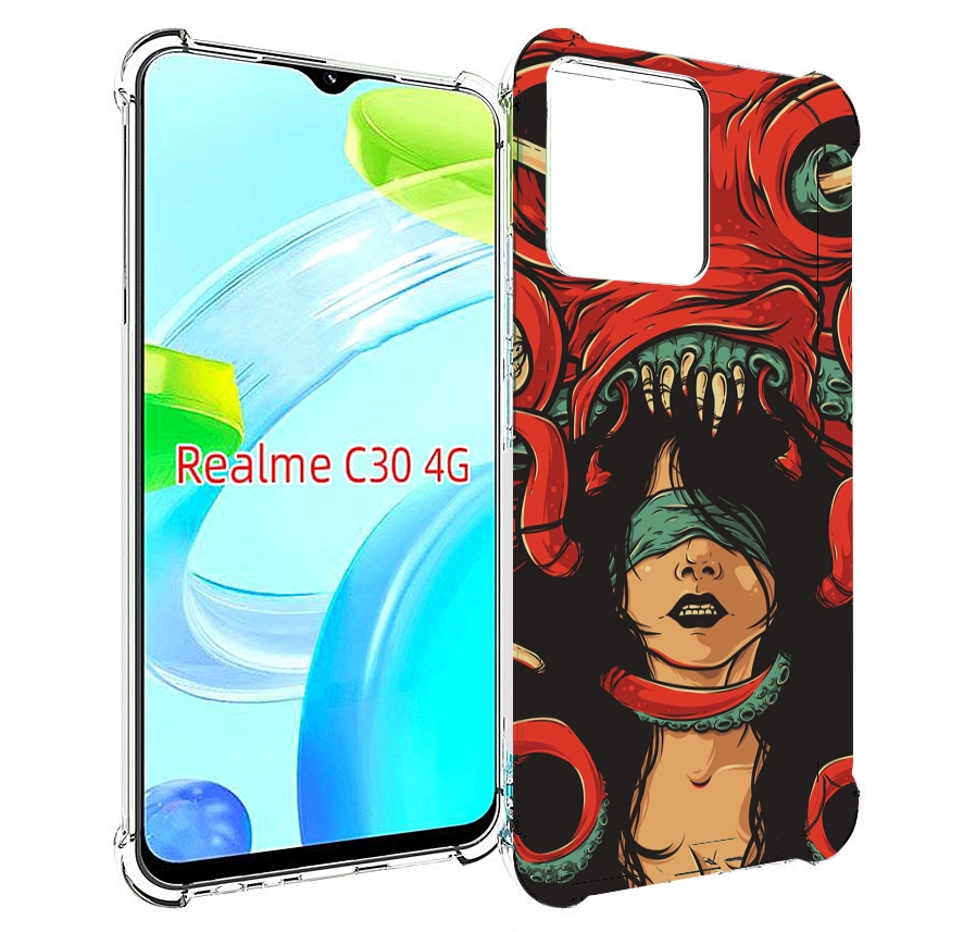 

Чехол MyPads девушку-съедает-осьминог для Realme C30 4G / Narzo 50i Prime, Прозрачный, Tocco