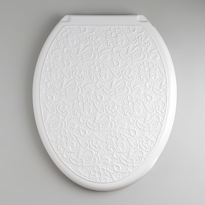 фото Сиденье для унитаза с крышкой «декор. ажур», 44,5×37 см, цвет белый росспласт