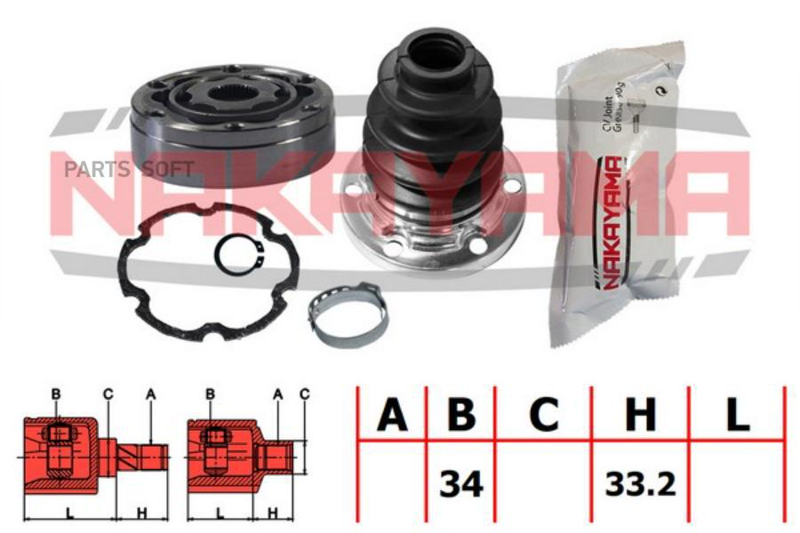 NJ7222NY ШРУС внутр. к-кт WV SHARAN 00-, FORD GALAXY 00-, SEAT ALHAMBRA 00- (34x33.2)