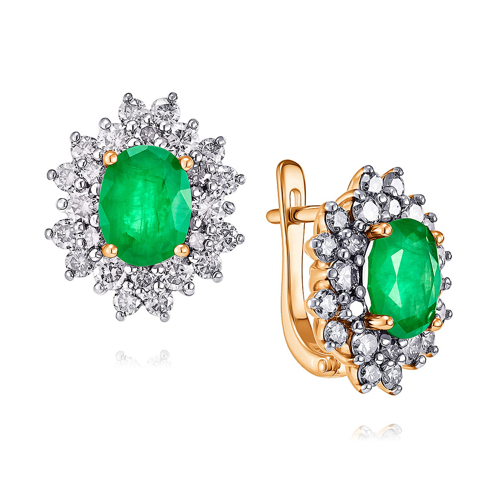 

Серьги из красного золота с изумрудом/бриллиантом ADAMAS 24039889/01-А50Д-433, 24039889/01-А50Д-433