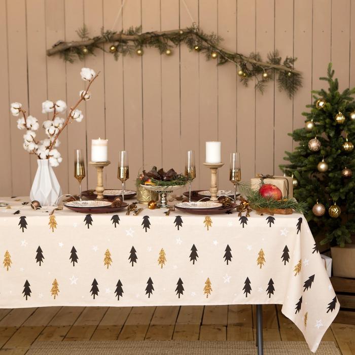 

Скатерть "Доляна" Christmas mood 146х220см, 100%хл, рогожка 164 г/м2, Бежевый;черный