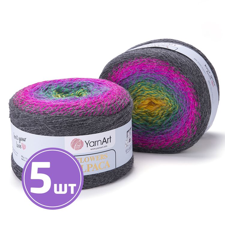 

Пряжа YarnArt Flowers Alpaca 423 мультиколор 5 шт по 250 г, Разноцветный