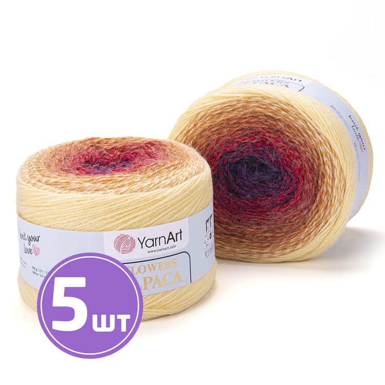 

Пряжа YarnArt Flowers Alpaca 418 мультиколор 5 шт по 250 г, Разноцветный