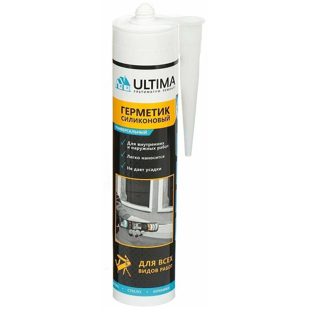 Герметик Ultima силиконовый, универсальный, белый, 280 мл универсальный силиконовый герметик east brand