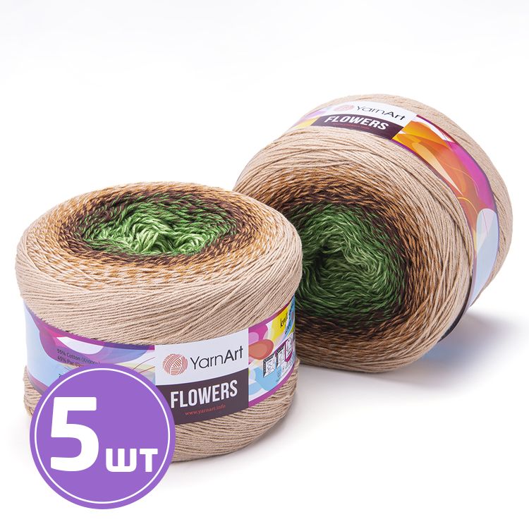 

Пряжа YarnArt Flowers 308 мультиколор 5 шт по 200 г, Разноцветный