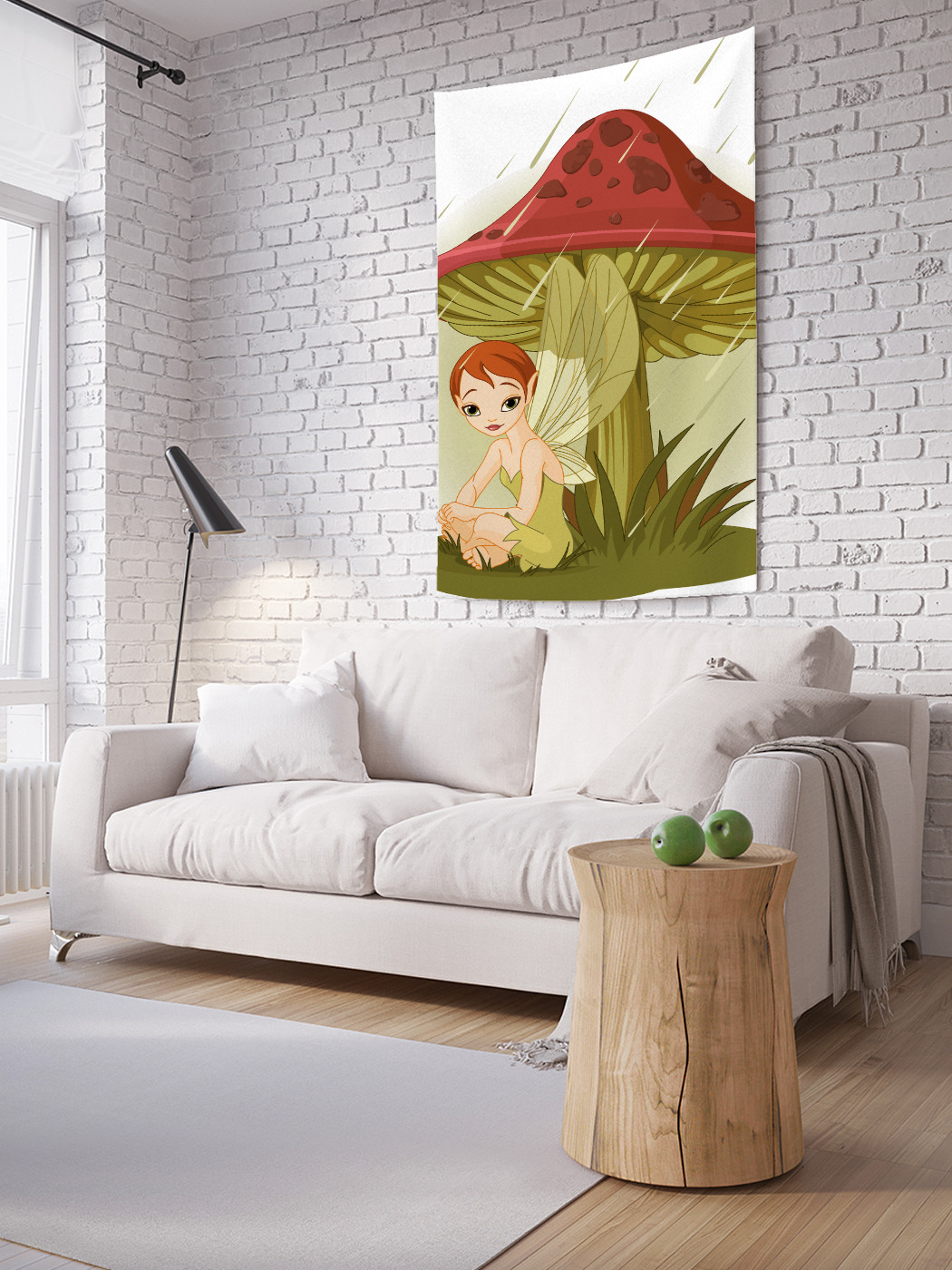 

Вертикальное фотопанно на стену JoyArty Фея прячется под грибом 100x150 см, Фея прячется под грибом
