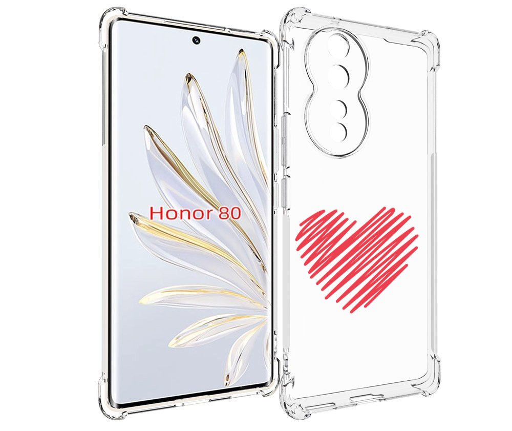 

Чехол MyPads сердечко-одной-линией для Honor 80, Прозрачный, Tocco