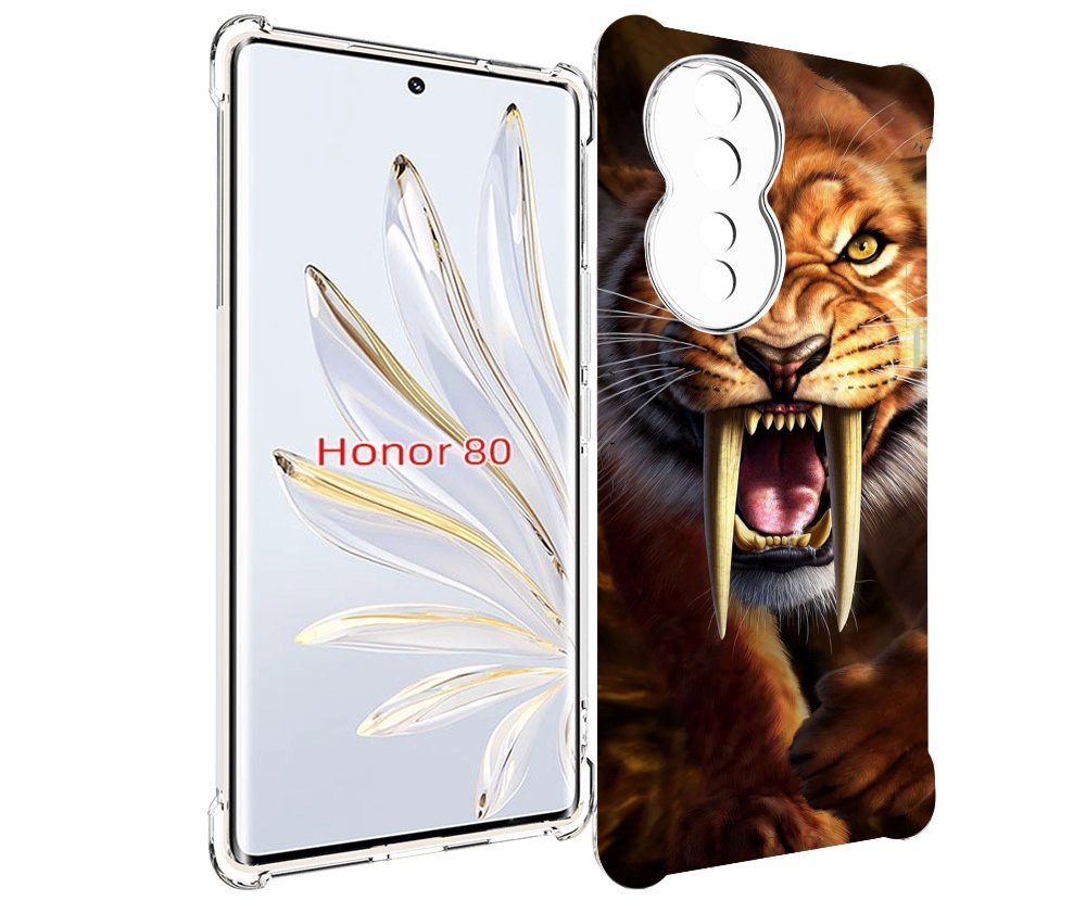 

Чехол MyPads саблезубый злой тигр для Honor 80, Прозрачный, Tocco