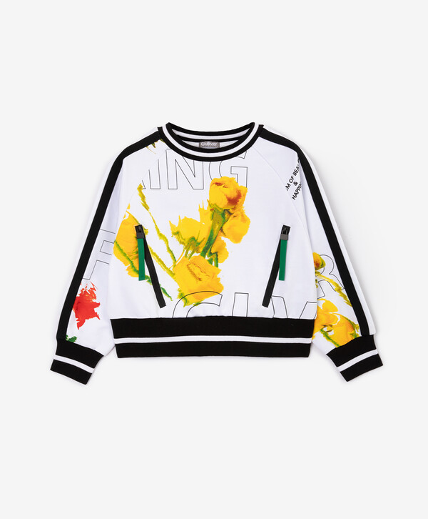 

Свитшот с ярким цветочным рисунком белый для девочки Gulliver (110), 12403GMC1605