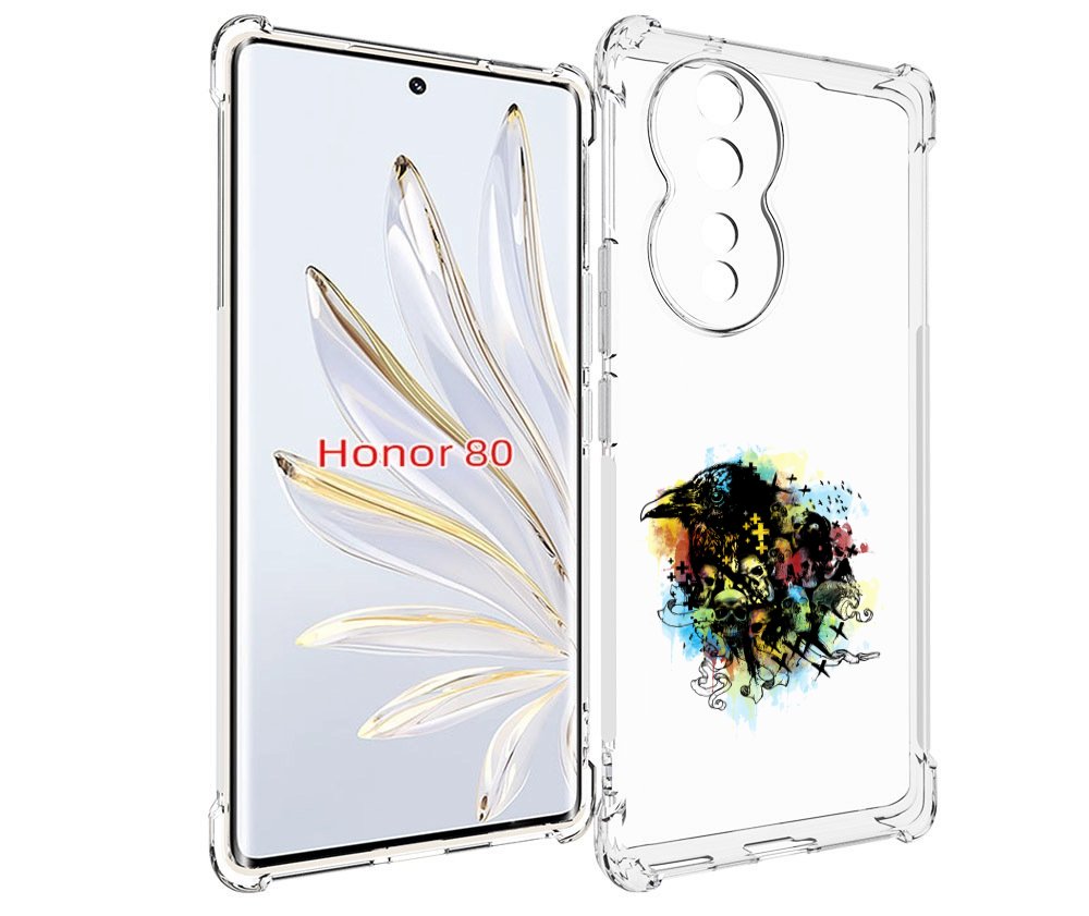 

Чехол MyPads ворон и черепа для Honor 80, Прозрачный, Tocco