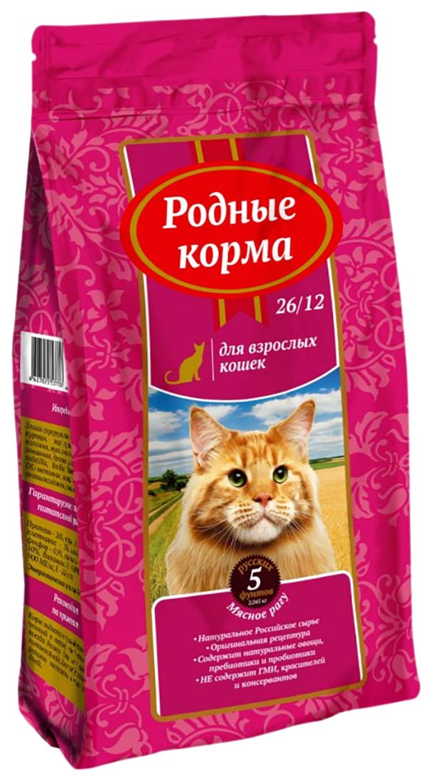 фото Родные корма родные корма для взрослых кошек с мясным рагу 26/12 (2,045 кг х 6 шт)
