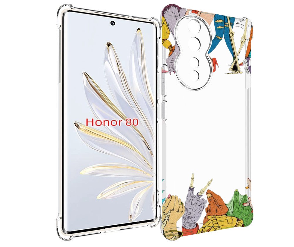 

Чехол MyPads разные персонажи пальчики для Honor 80, Прозрачный, Tocco