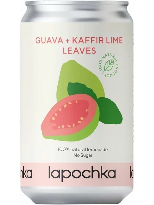 Натуральный лимонад Лапочка без сахара LAPOCHKA (Guava + Kaffir lime Leaves) 20х0,33л