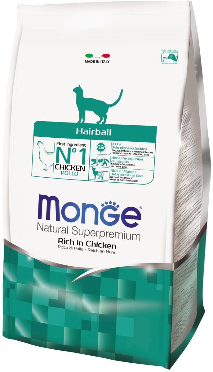 

Сухой корм для кошек Monge Hairball курица 2 шт по 400 гр