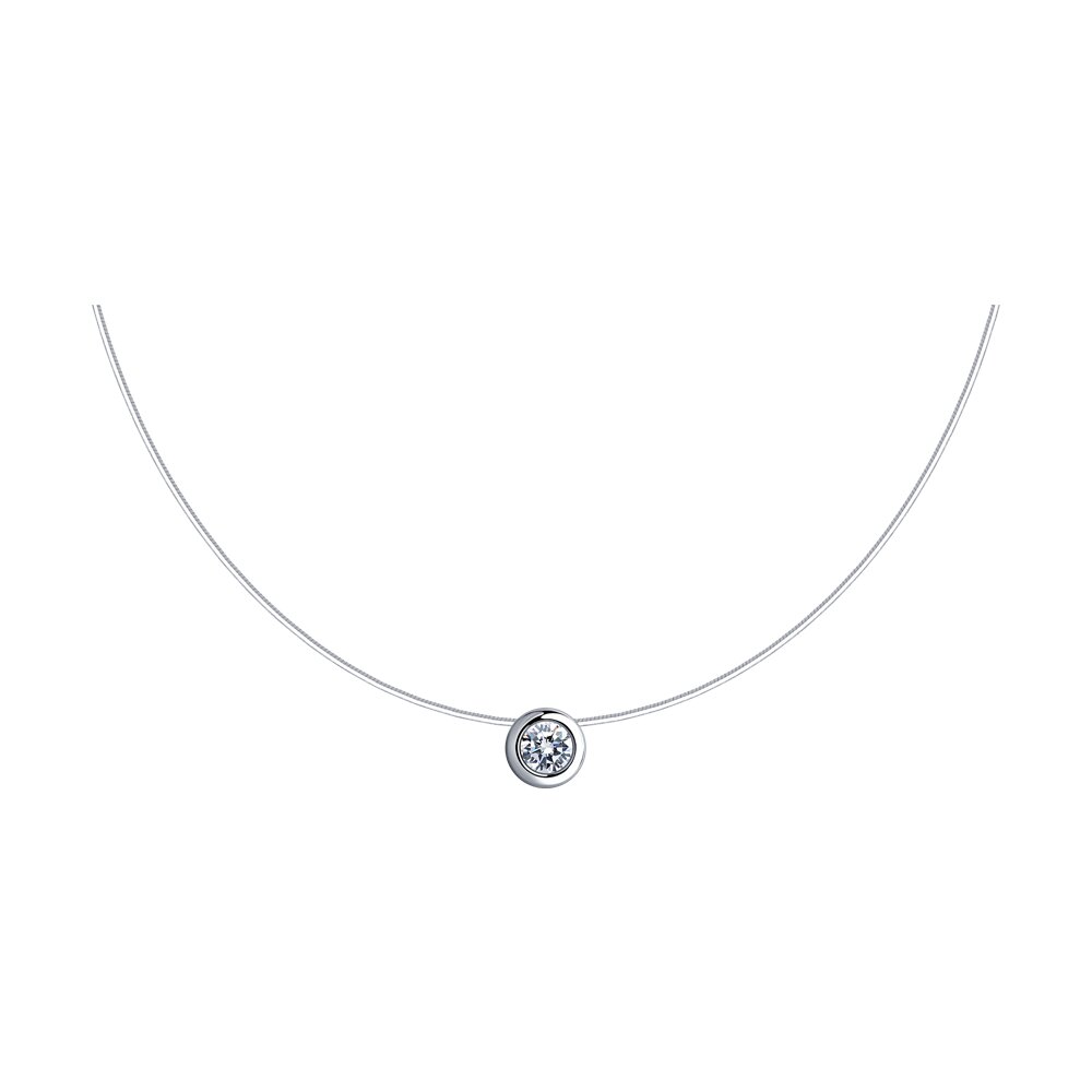 

Колье из серебра 40 см SOKOLOV 94070641, фианит, 94070641