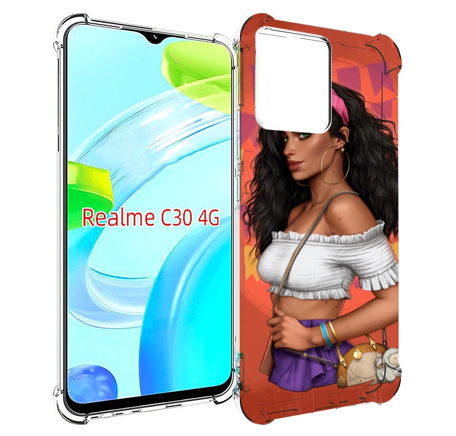Чехол MyPads девушка-с-сумкой-мулатка женский для Realme C30 4G / Narzo 50i Prime