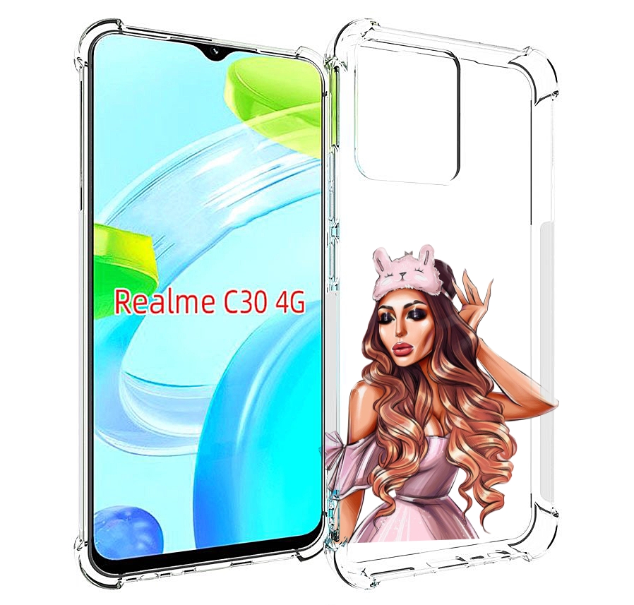 

Чехол MyPads девушка-с-маской-для-сна женский для Realme C30 4G / Narzo 50i Prime, Прозрачный, Tocco