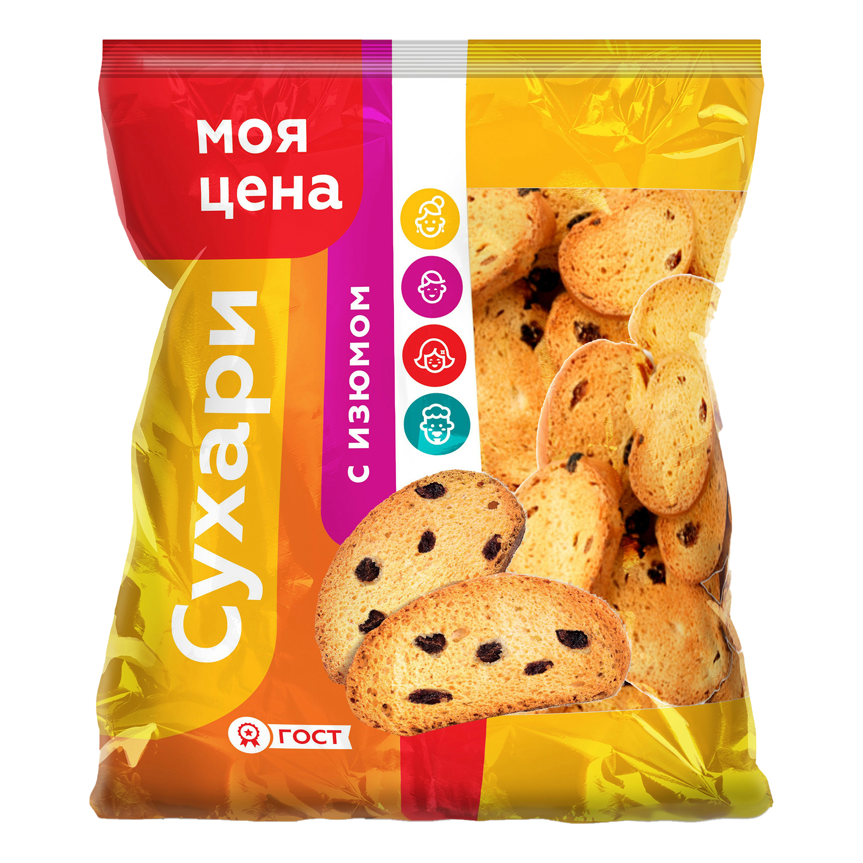 

Сухари Моя цена с изюмом в сахаре 350 г