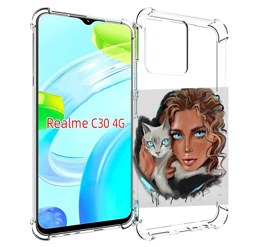 

Чехол MyPads девушка-с-котом-голубые-глаза женский для Realme C30 4G / Narzo 50i Prime, Прозрачный, Tocco