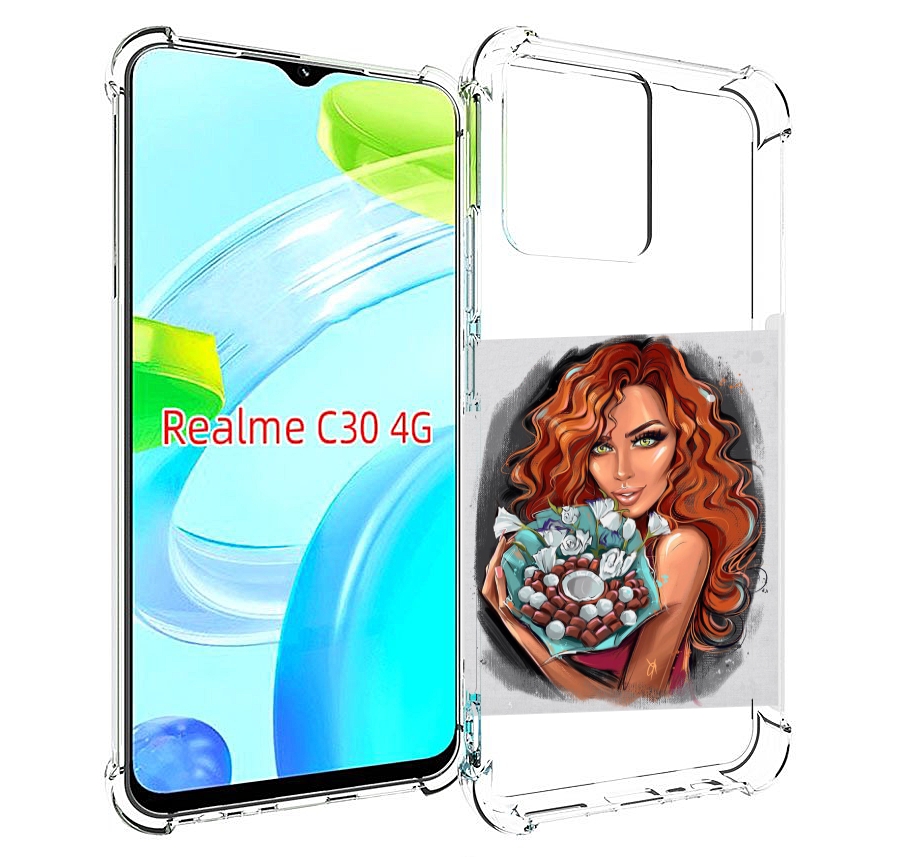 фото Чехол mypads девушка-с-кокосовым-букетом женский для realme c30 4g / narzo 50i prime