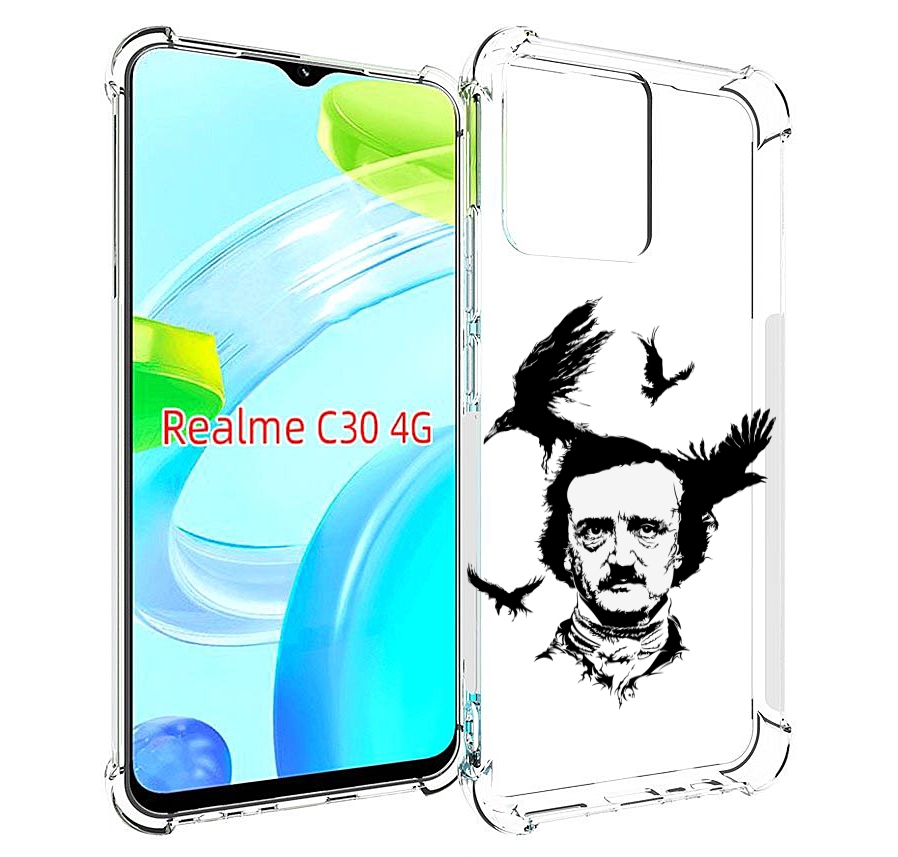 

Чехол MyPads Эдгар Аллан черно белый для Realme C30 4G / Narzo 50i Prime, Прозрачный, Tocco