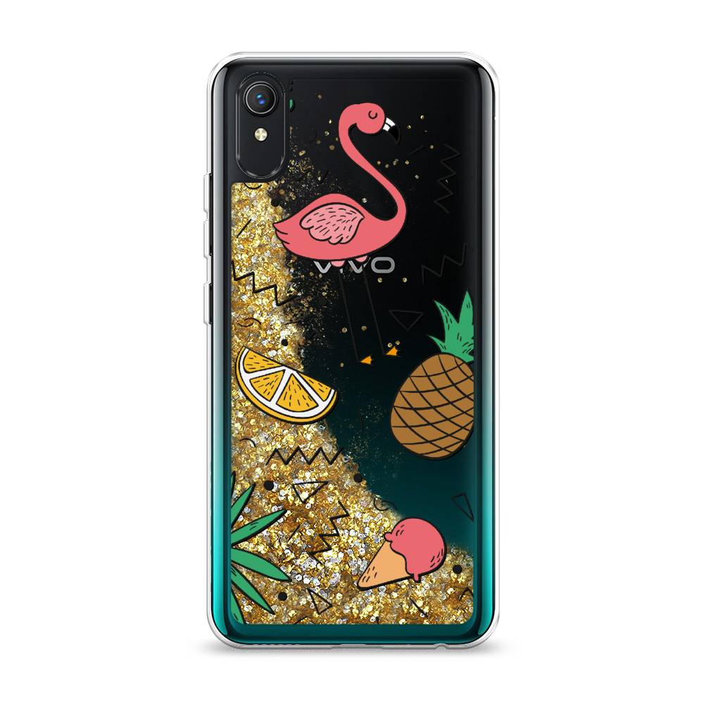 

Жидкий чехол с блестками "Гавайский фон" на Vivo Y1s, 263290-1