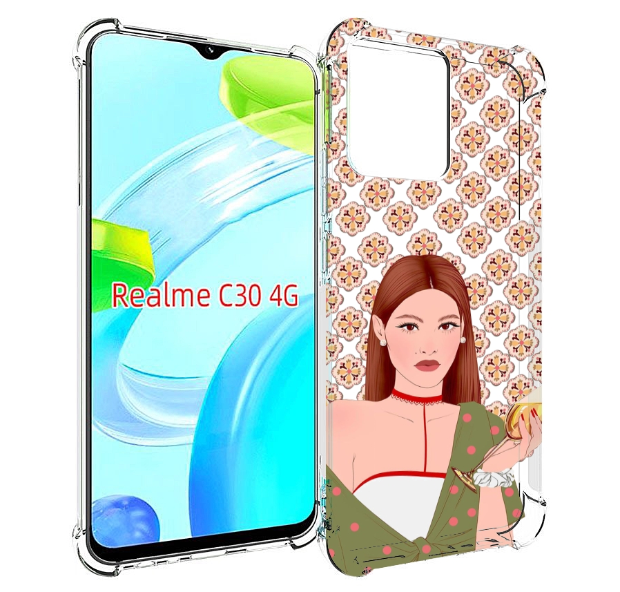 

Чехол MyPads девушка-с-вином-рисунок женский для Realme C30 4G / Narzo 50i Prime, Прозрачный, Tocco