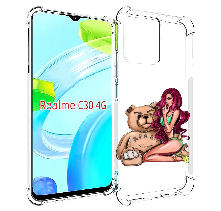 

Чехол MyPads девушка-с-большим-плюшевым-мишкой для Realme C30 4G / Narzo 50i Prime, Прозрачный, Tocco