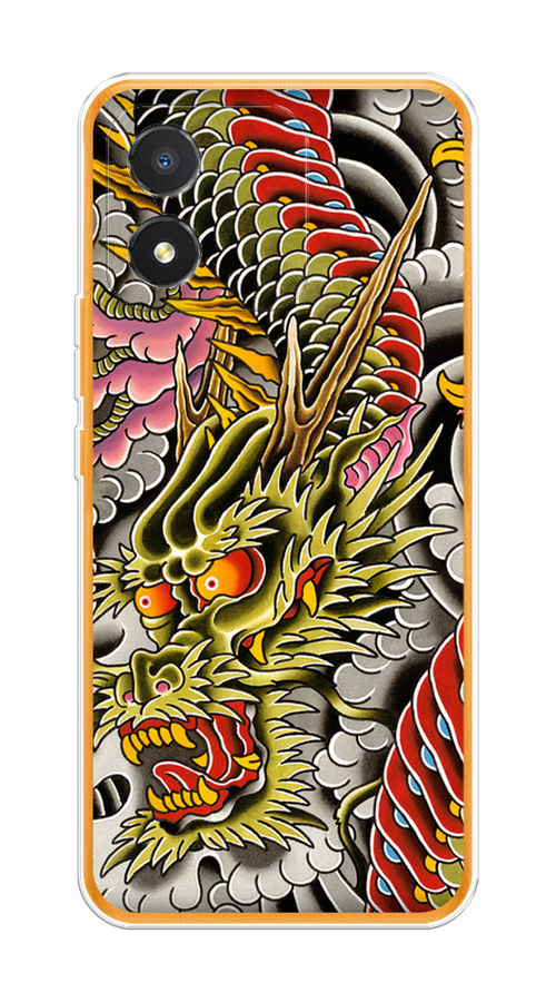 

Чехол на Honor X5 "Японский дракон", Желтый;розовый;красный, 6120950-4