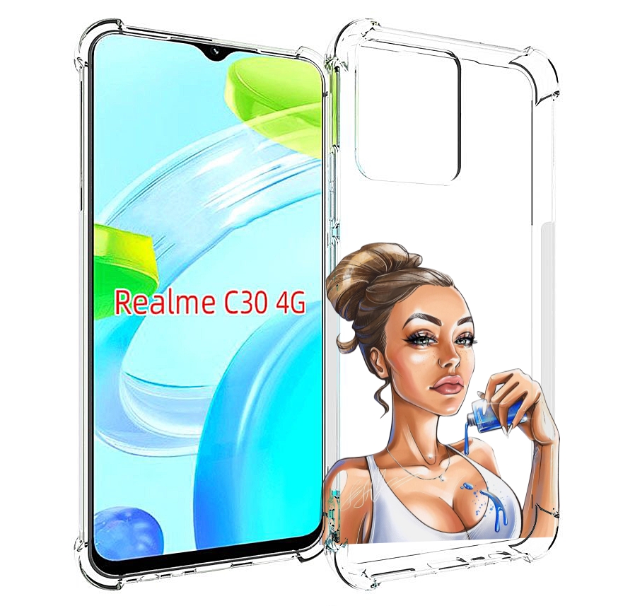 

Чехол MyPads девушка-пролила-краску женский для Realme C30 4G / Narzo 50i Prime, Прозрачный, Tocco