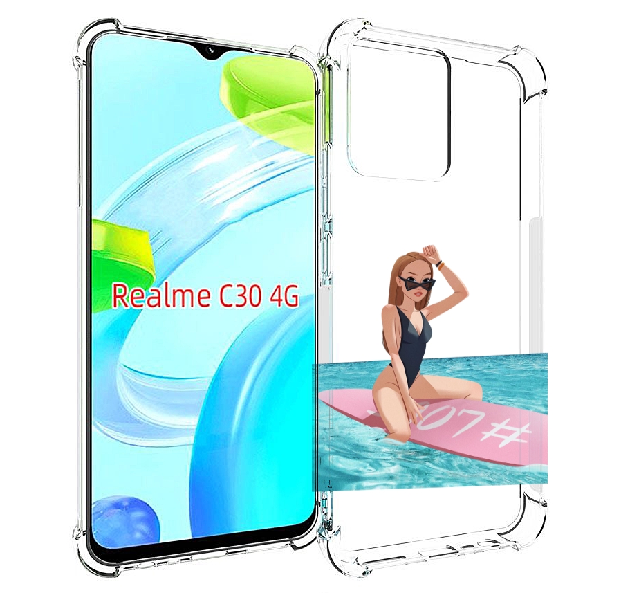 

Чехол MyPads девушка-на-серфе женский для Realme C30 4G / Narzo 50i Prime, Прозрачный, Tocco