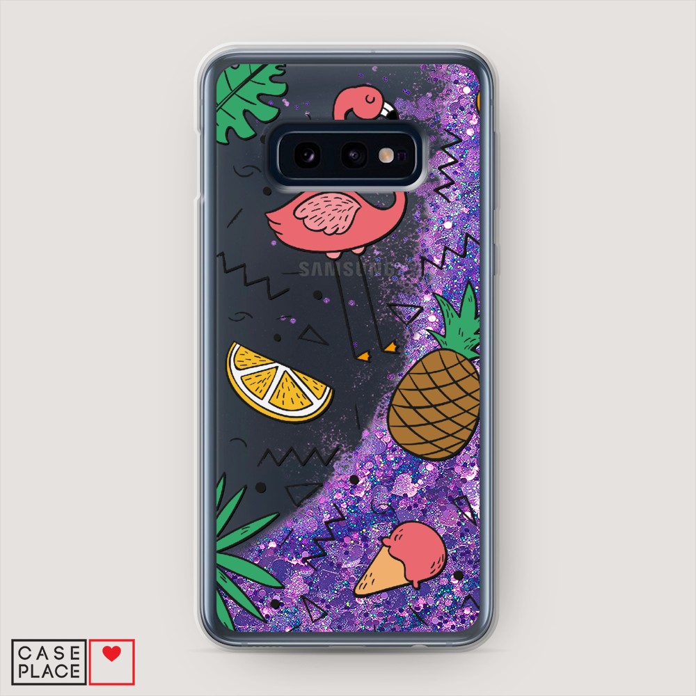 

Жидкий чехол с блестками "Гавайский фон" на Samsung Galaxy S10E