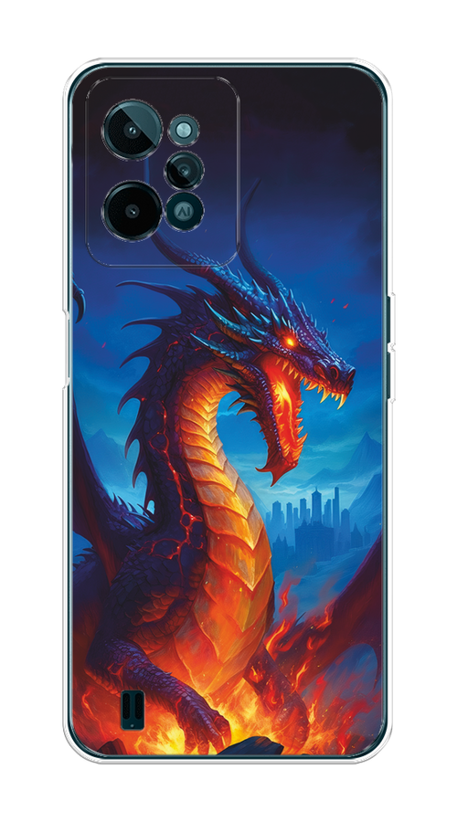 

Чехол на Realme C31 "Дракон над лавой", Оранжевый;коричневый;синий, 259350-1