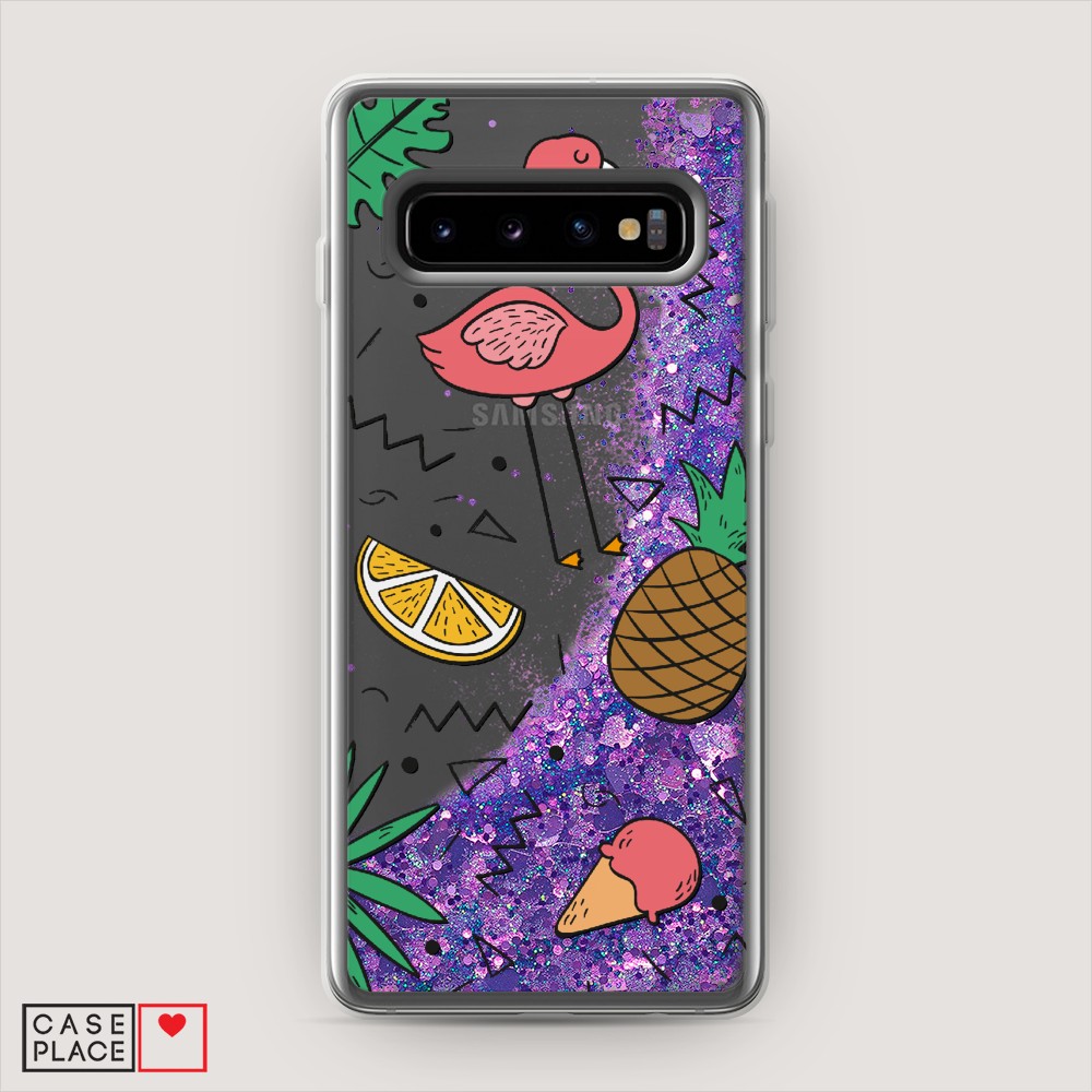 

Жидкий чехол с блестками "Гавайский фон" на Samsung Galaxy S10 +, 27192-1