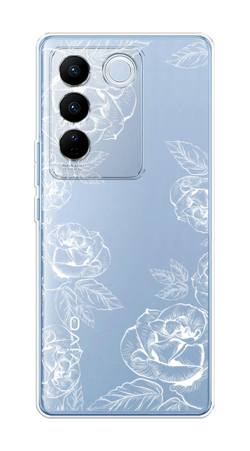 

Чехол на Vivo V27/V27 Pro "Розы графика", Черный;серый, 268550-2