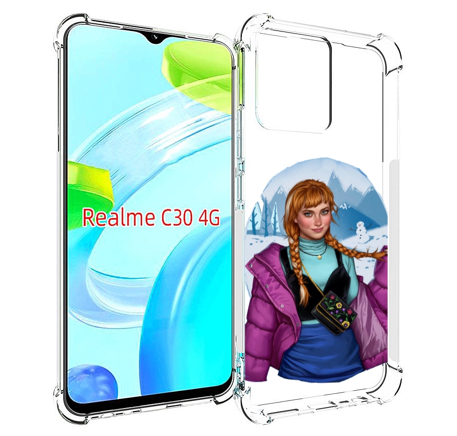 Чехол MyPads девушка-в-фиолетовой-куртке женский для Realme C30 4G / Narzo 50i Prime