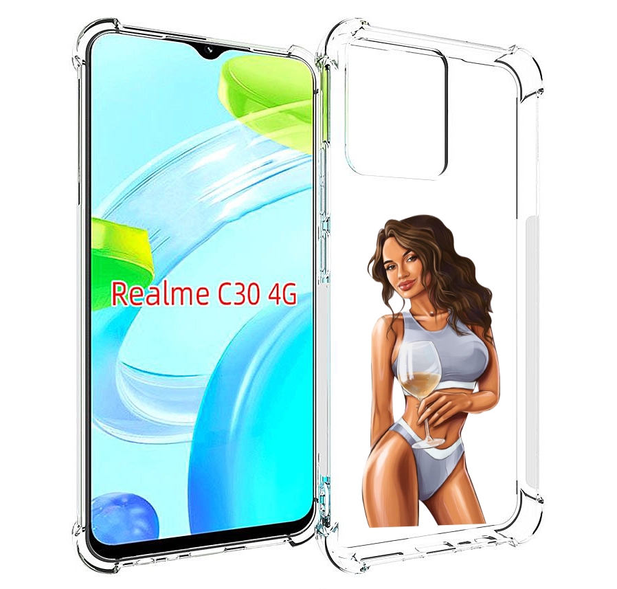 Чехол MyPads девушка-в-сером-купальнике- женский для Realme C30 4G / Narzo 50i Prime