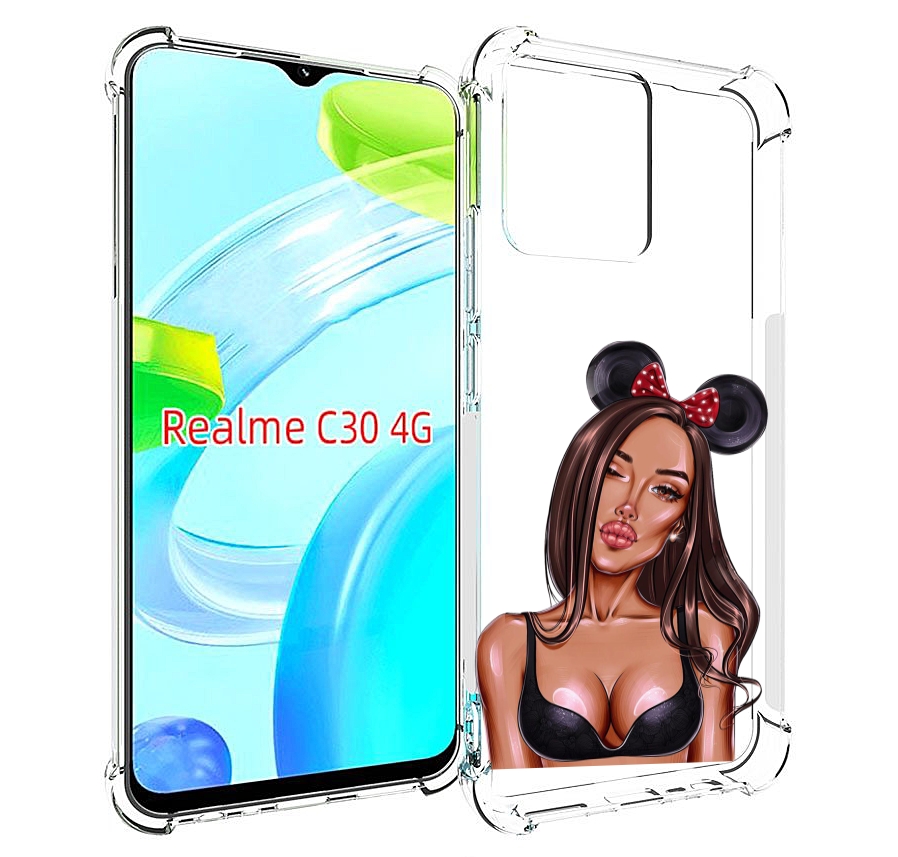 Чехол MyPads девушка-в-купальнике-с-ушками женский для Realme C30 4G / Narzo 50i Prime
