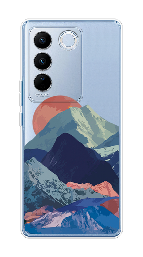 

Чехол на Vivo V27/V27 Pro "Закат в снежных горах", Бордовый;серый;голубой, 268550-2